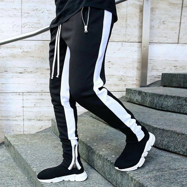 

men's pants joggers casual fitness sportswear tracksuit bottoms skinny sweatpants trousers gyms sports size m-2xl fashion, Black
