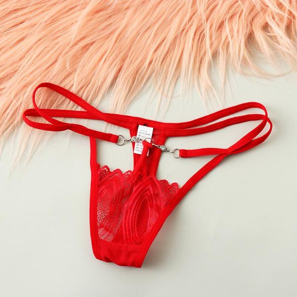 

women's panties 2021 erotic lingerie women low waist hollow transparent lace bandage g-string t-back briefs female underwear, Black;pink