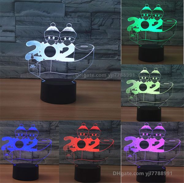 Survived quarentena Survivor personalizado luzes LED 2020 Decorações de Natal DIY 3D Nightlight colorido USB Battery dupla finalidade KU89