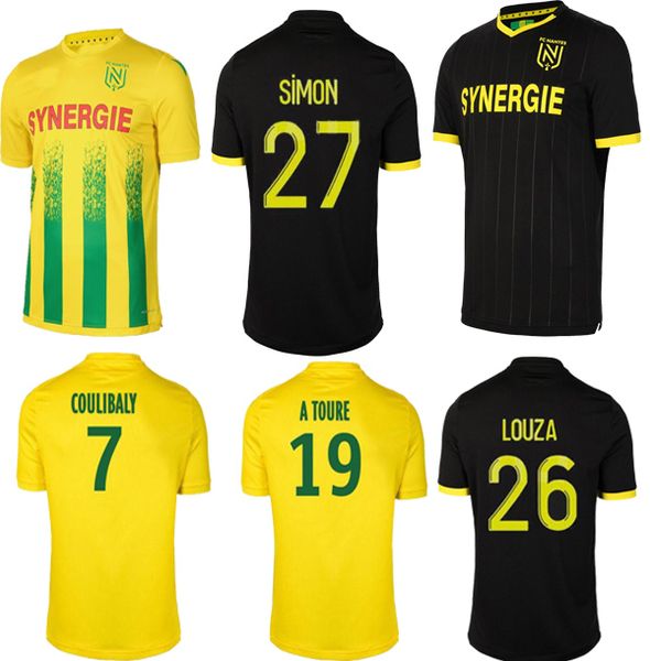

20 21 fc nantes soccer jersey home away maillot de foot 2020 2021 simon louza a toure blas coco coulibaly men football shirts, Black;yellow
