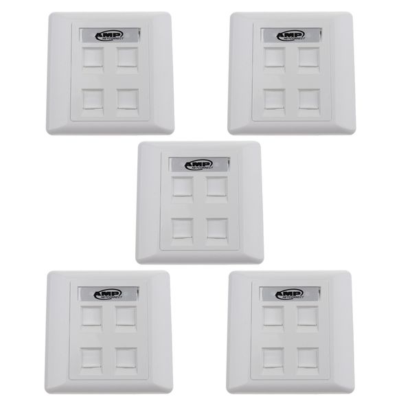 

5x quad data wall outlet face plate 4 port rj45/rj11 ethernet network socket