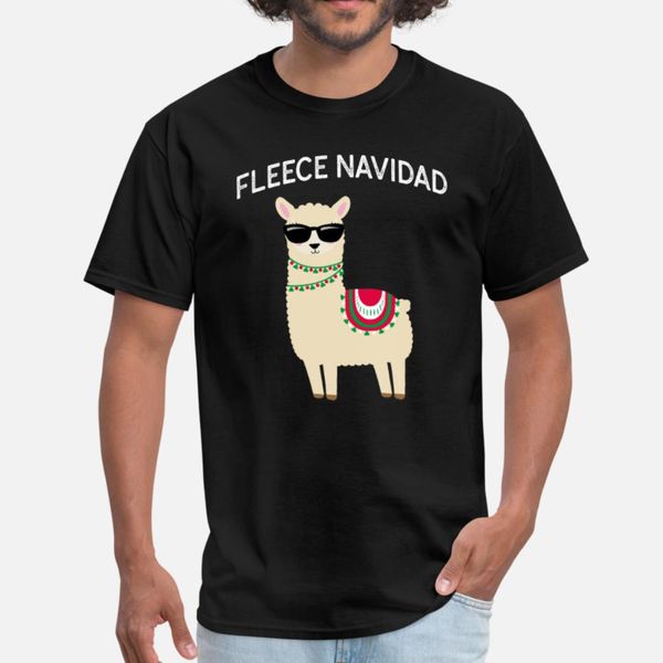 

fleece feliz navidad llama christmas xmas t shirt men character 100% cotton round collar novelty crazy humor spring slim shirt