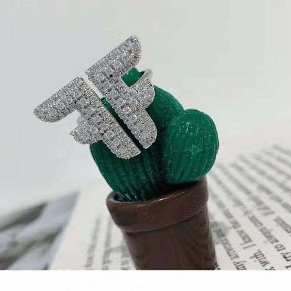 

fashion women ring white gold plated full cz letter ring for girls women for party wedding nice gift for girl friend, Silver