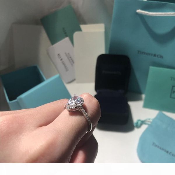 

wholesale- rings soleste pear shape ring love gift luxury designer jewelry 925 sterling silver rose gold engagement wedding with box