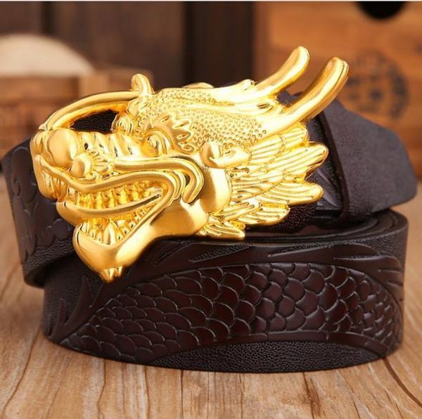 

2018 new belt dragon copper buckle designer belts luxury belts for mens brand buckle belt fashion mens real leather belts, Black;brown