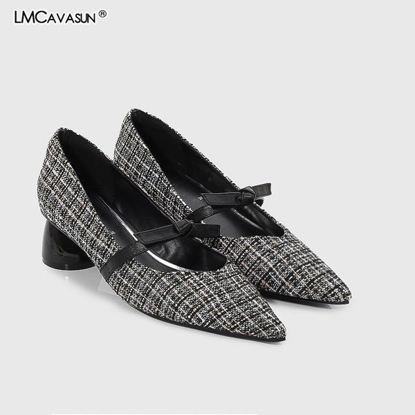

lmcavasun french style small fragrance wind lady sping autumn shoes shallow pointed toe mary jane comfortable work single shoes, Black