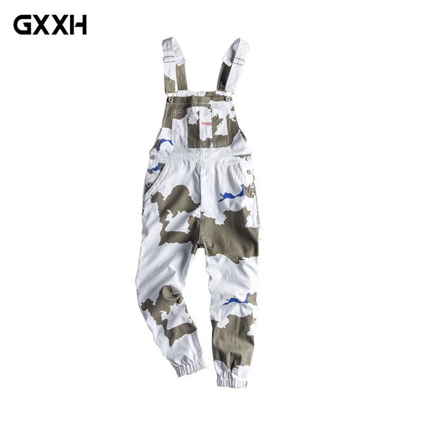 

men's jeans workwear camouflage pants trend loose hip hop piece jumper japanese retro locomotive straps suspenders size s-xxl, Blue