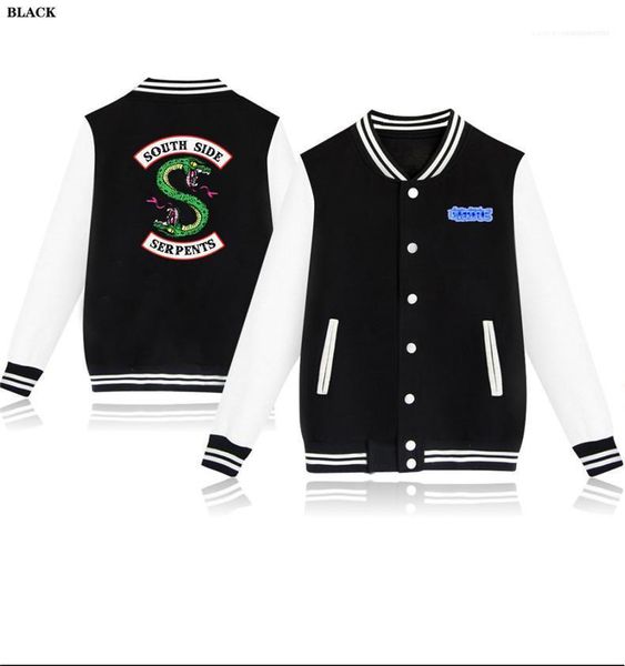 

uniform men outerwear coats 4xl riverdale spring autumn fashion hip hop streetwear riverdale southside mens baseball jacket, Black