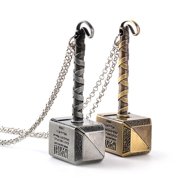 

marvel dark world necklace mjolnir pendant necklace jewelry classic thor hammer pendant of superhero film gifts, Silver
