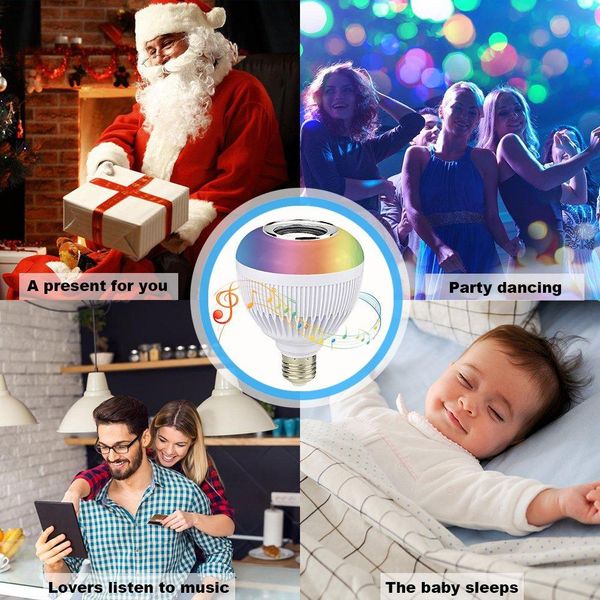 

cgjxse27 smart bulb led intelligent wireless music playing dimmable lamp bluetooth speaker color changing bulb app control smartphone