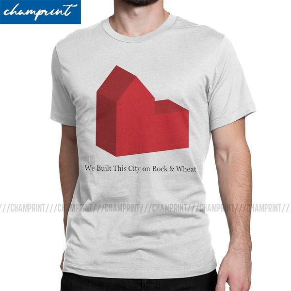

we built this city on rock wheat t-shirt for men settlers of catan game novelty tees round neck t shirts summer