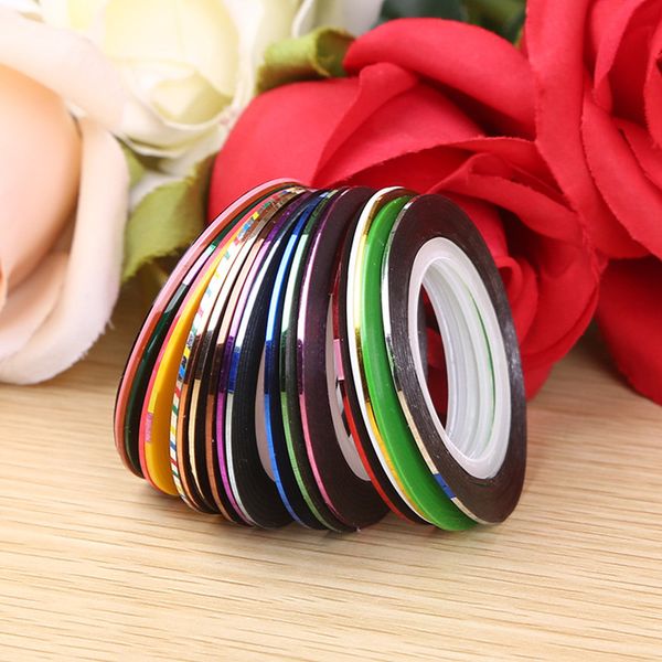 

10pcs/lot mix colors beauty rolls striping decals foil tape line nail art decoration sticker diy nail tips manicure tools, Black