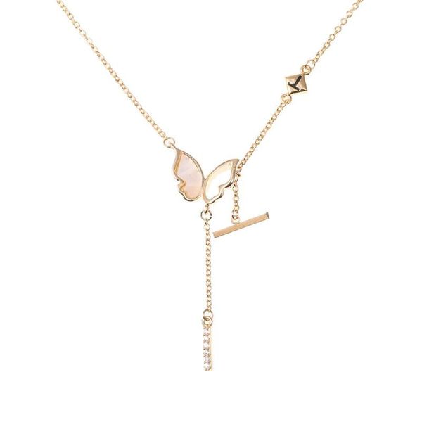 

sweet women's fashion pendant necklace tassels butterfly pattern natural shell material necklace jewelry accessory party, Silver