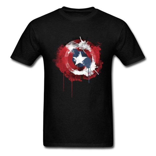 

watercolor tshirts captain america shield t shirt men's fashion brand new marvel superhero t shirts marvel movie printing, White;black