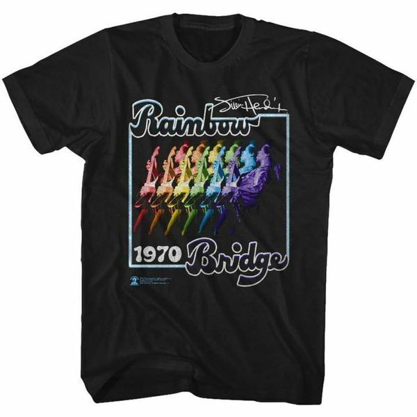 

Jimi Hendrix mens short sleeve t shirt Black Rainbow Bridge crewneck graphic tee