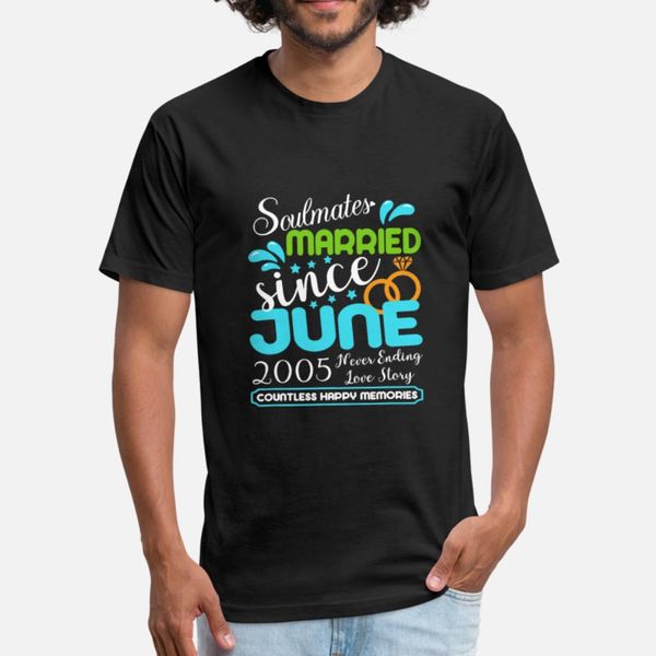 

married since june 2005 14th wedding anniversary t shirt men customize 100% cotton o-neck gents building spring autumn vintage shirt