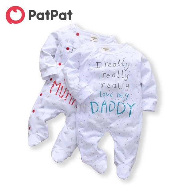 

patpat new spring autumn cotton newborn with long-sleeved letter print jumpsuit for baby boy baby girl crawling suit, Blue