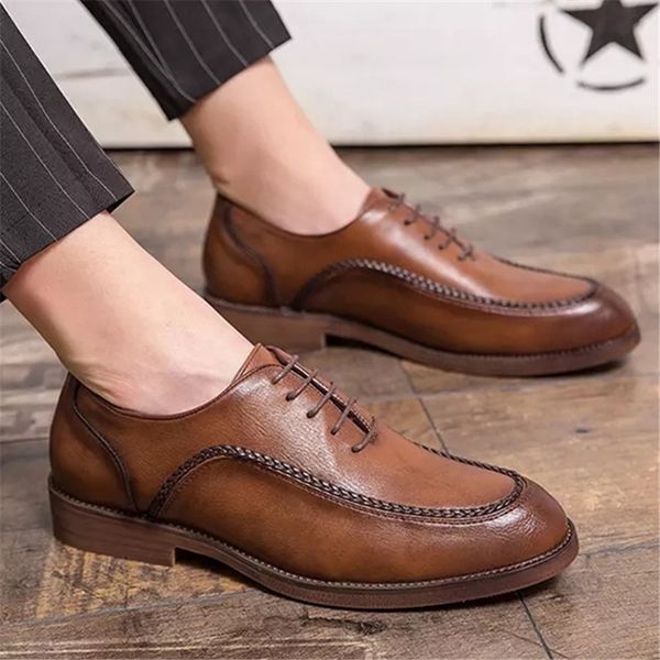 

men dress shoes new pu leather hand stitched elegant lace up men business shoes hard wearing rome style office formal mens, Black
