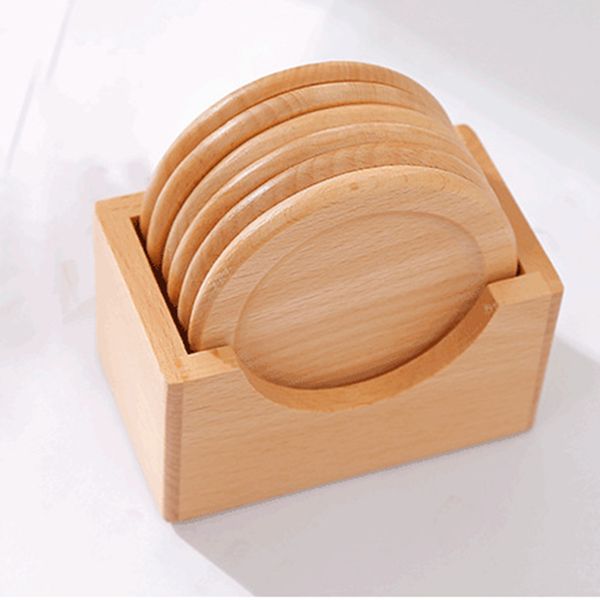 

6pcs/set kitchen tool cup pad heat insulation tea wooden table decoration round