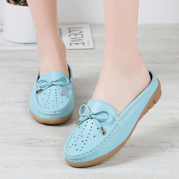 

summer women hole platform slipper floral flats breathable leather casual shoes slip-on comfortable nurses shoes wedges sandals, Black