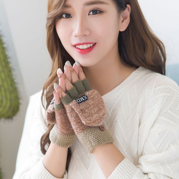 

women running gloves winter thermal warm gloves women warm knit touch screen mittens outdoor female crochet fingerless glove, Blue;gray