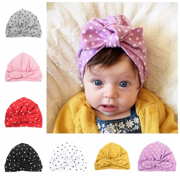 

new sweet dot baby girls caps with bowknot beanie spring autumn newborn turban hats kids hair accessories birthday gift, Slivery;white