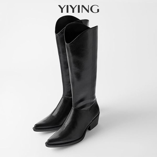 

boots 2020 women knee-high microfiber winter zippers short plush pointed toe high heels boot female western boots, Black