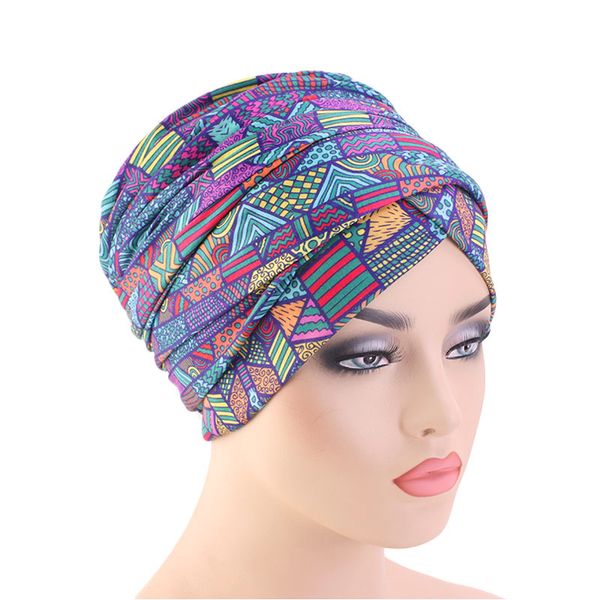 

turban head wrap bandanas beanies caps headwear bohemian style headwrap long headscarf nigerian hats women print cotton braid, Blue;gray