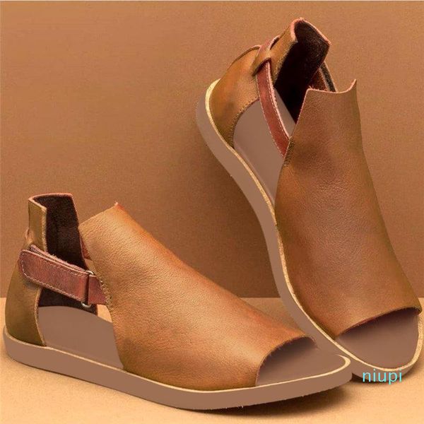 

2020 women flat retro sandals summer ladies open toe plus size rome vintage shoes female casual peep toe flat shoes, Black
