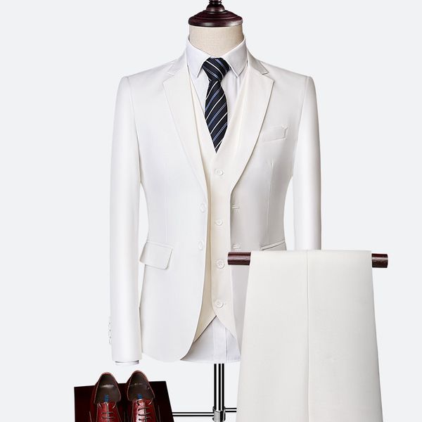 

men's suits & blazers mens suit 2021 business casual sets fashion for wedding male coat trouser waistcoat jacket pant vest slim fit, White;black
