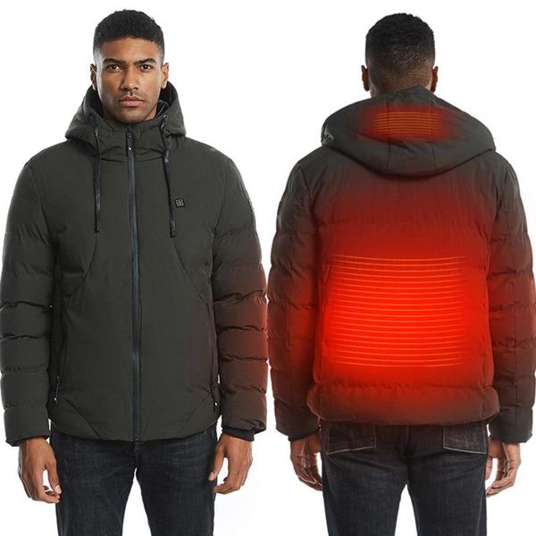 

heated jackets outdoor men women down cotton coat usb heating long sleeves hooded jackets warm winter thermal clothing sport ski, Blue;black