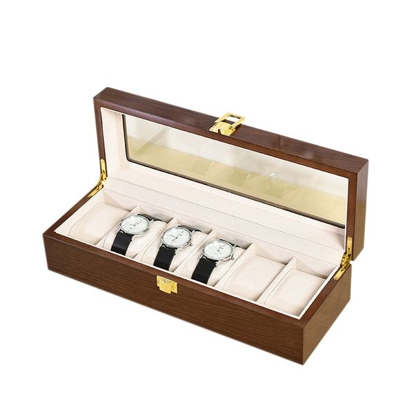 

6-bit watch box wooden watch storage box display dustproof storage, Black;blue