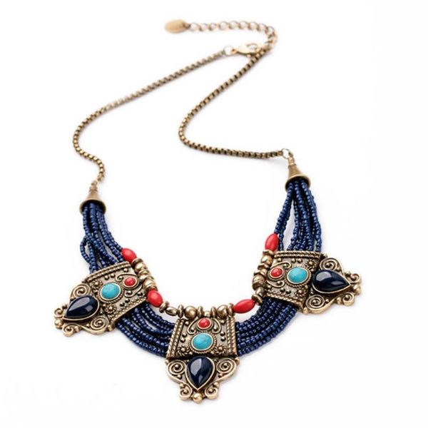 

boho necklace for women multilayer beads rhinestones inlaid statement chain bib necklaces for women femme necklace, Silver