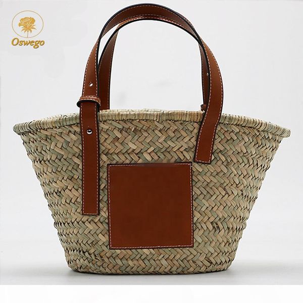 

oswego brand straw handbag large capacity woven straw bag summer travel shopping bohemia rattan shoulder beach bag women 2019