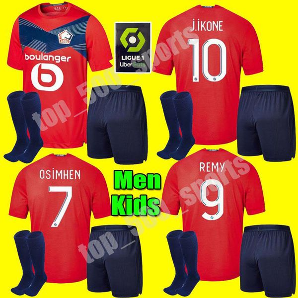 

kids kit losc lille 2020 2021 soccer jerseys remy fonte bamba yazici football shirt 20 21 lille olympique jikone maillot de foot, Black