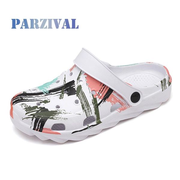 

parzival men sandals hole shoes for men slipper hole garden shoes crocse cholas hombre summer outdoor beach, Black