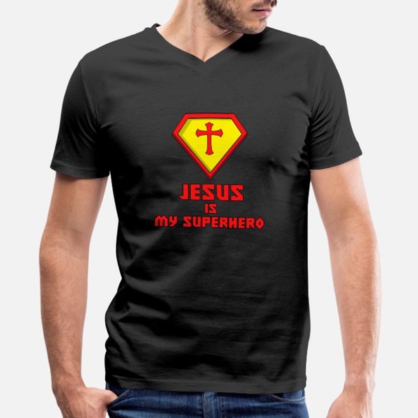 

cool christian red cross jesus is my superhero t shirt men design short sleeve s-xxxl letter graphic comical spring unique shirt
