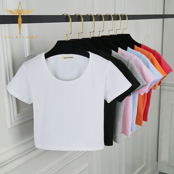 

summer 2020 t shirt women cotton white short o-neck short sleeve solid harajuku slim tshirt woman camiseta mujer
