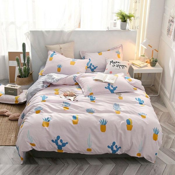 

pineapple cactus 4pcs bed cover set cartoon duvet cover children's bed sheets and pillowcases comforter bedding set 61001