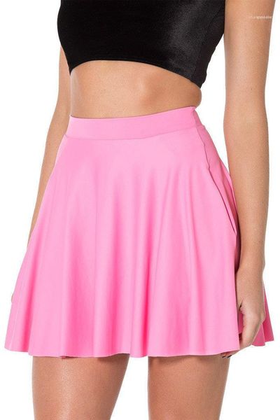 

skirt party club womens dress womens candy color pleated skirt summer fashionable solid color high waist, Black