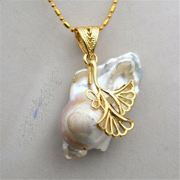 

rare haute mer naturelle baroque perle pendentif 925 argent plaquÃ© or 5 #, Silver