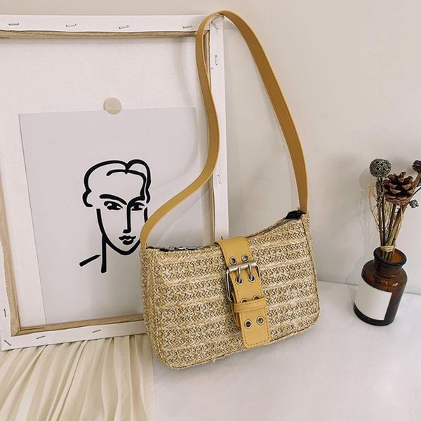 

fashion woven straw underarm bag fashion shoulder bag women handbags ladies handbags totes girls casual shoulder pouch #15
