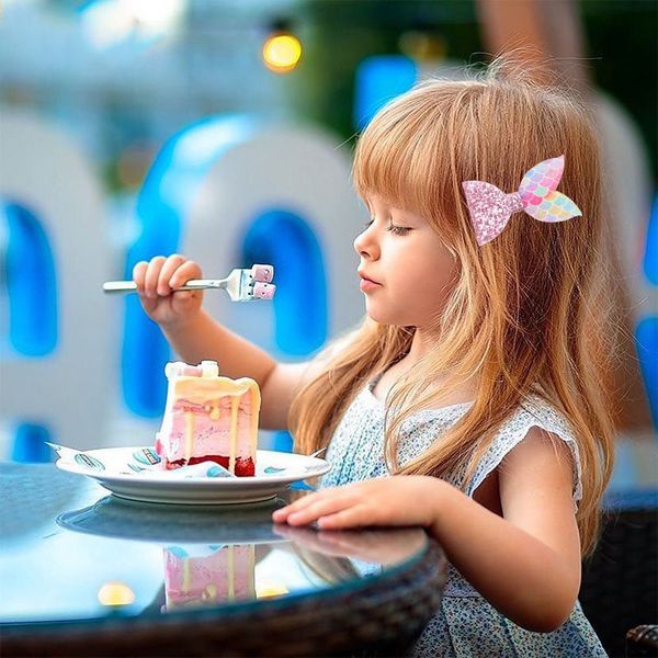 

boutique ins 15pcs fashion glitter gradient rainbow bowknot hairpins fairy mermaid tail bow hair clips princess hair accessories, Slivery;white