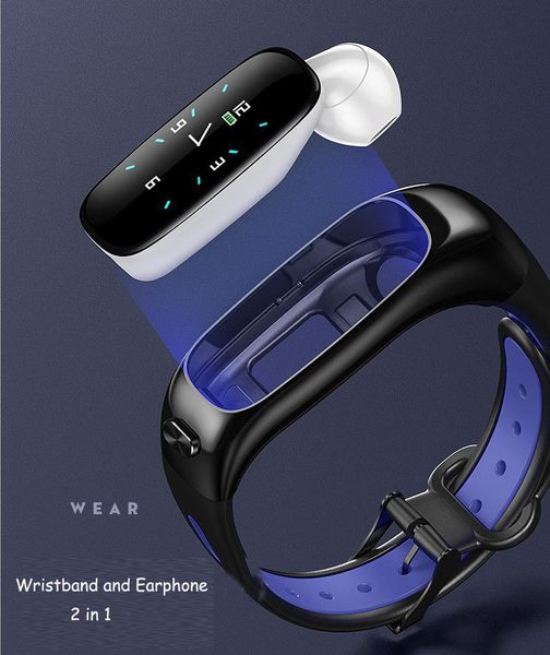 

cgjxs2019 fitness ip67 waterproof bluetooth earphone color screen real time heart rate blood pressure steps music call fashion smart wristba