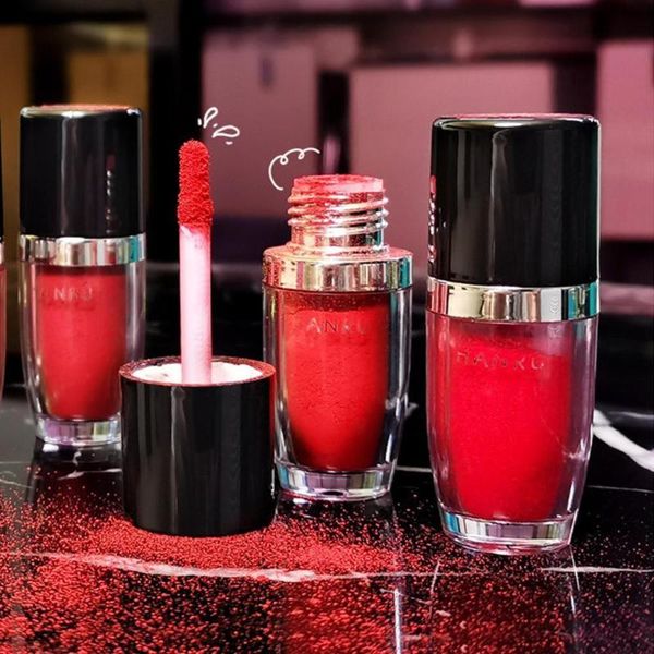 

1pc beauty make up liquid lipstick lip gloss cherry red color tint lasting moisturizing non-stick cup lip glaze cosmetics