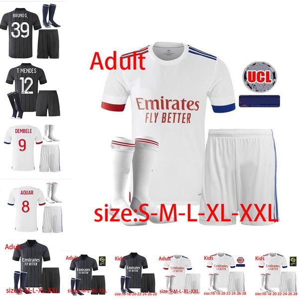 

kids kit 20 21 maillot de foot olympique lyonnais home soccer jersey 2021 lyon football shirt traore memphis fekir men football a, Black;yellow