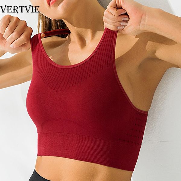 

vertvie sports bra mesh brathable sports women push up female gym fitness underwear seamless running yoga bra, White;black