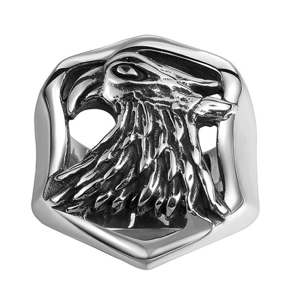 

stainless steel animal eagle punk ring big size rings vintage biker large antique men cool rings for seal rock mens jewelry, Golden;silver