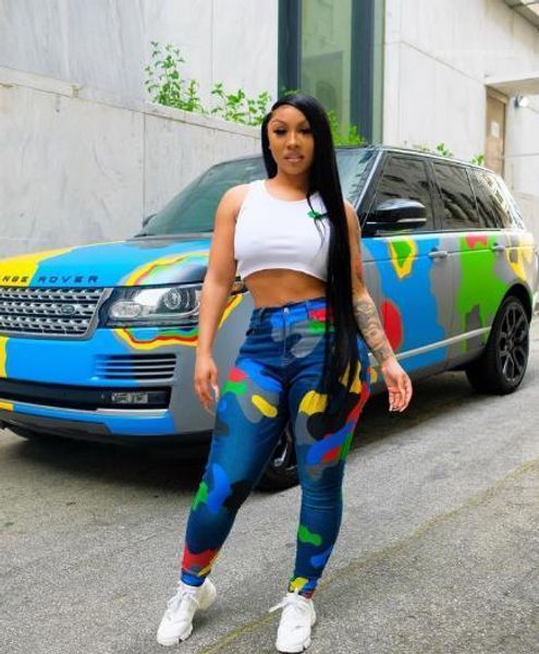 

new pants fashion patchwork camouflage womens pants print casual sell ladies pencil pants slim comfortable, Blue