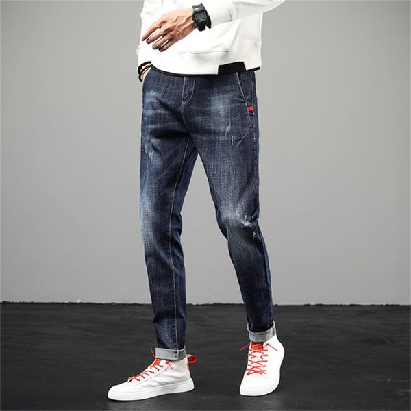 

men's jeans spring 2021 small feet teen stretch pencil pants, Blue